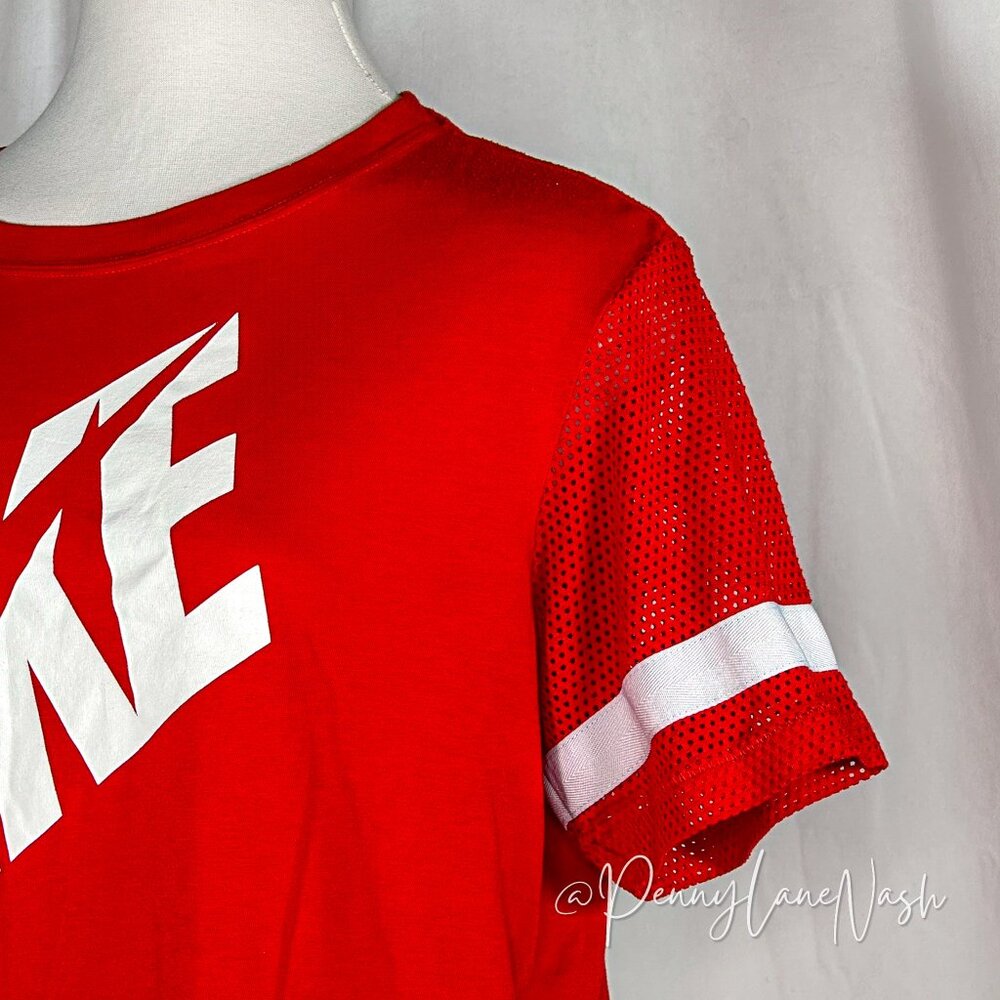 Nike Prep Mesh Cropped Tee, Red/White - Picture 10 of 11